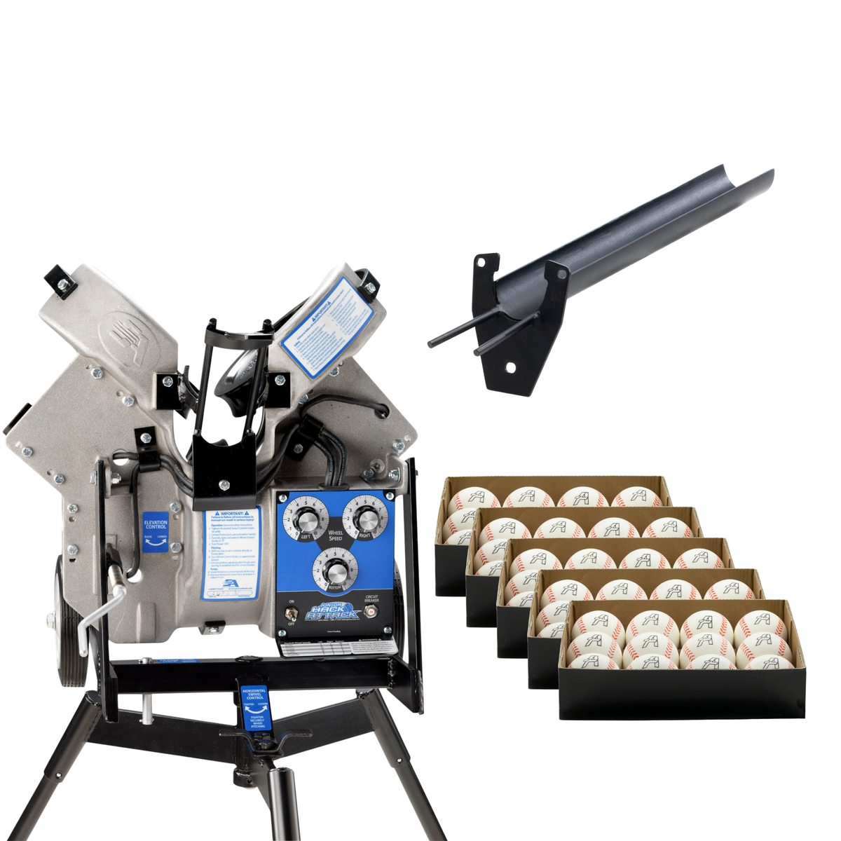 Complete Jr Hack Attack Set Up - Machine, Timing Chute, & VeloMax Foam Balls