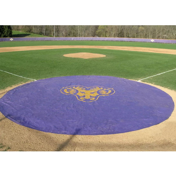 Field Saver Baseball Spot Cover - Vinyl (Grommet Hem) Purple Pirnted