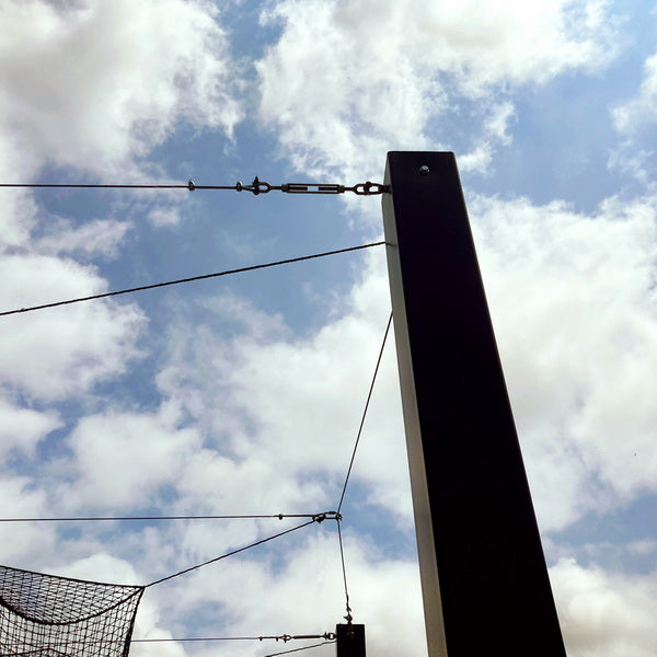 Hercules™ Outdoor Commercial Batting Cage Kit Frame Close Up With Net Attachments
