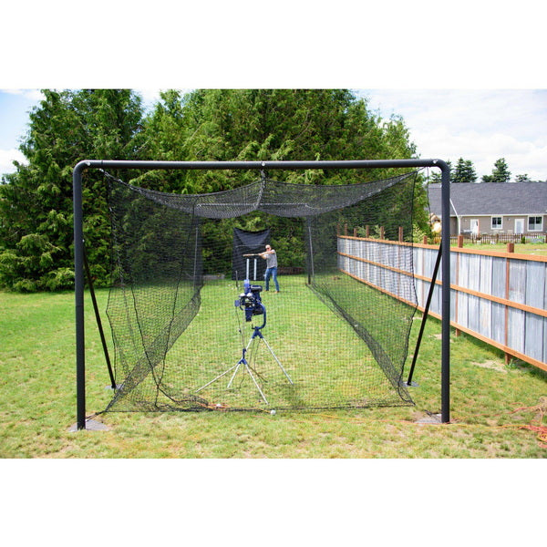Iron Horse Commercial Batting Cage System Outdoor Set Up with Pitching Machine