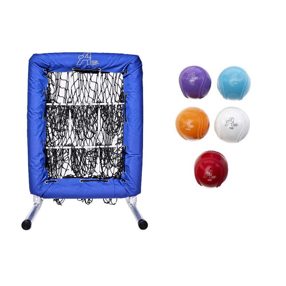 No Hitter Pitching Net + Baseball Throwing Plyometric Balls w/ Seams