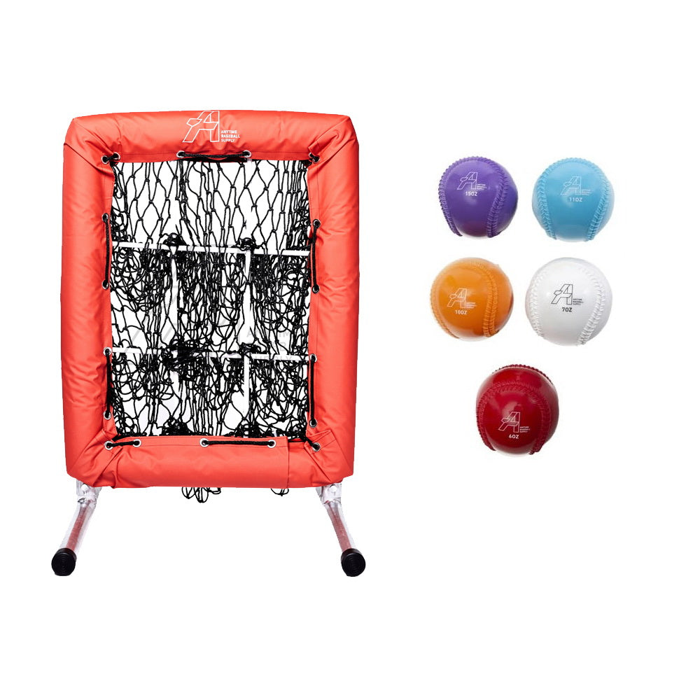 No Hitter Pitching Net + Baseball Throwing Plyometric Balls w/ Seams