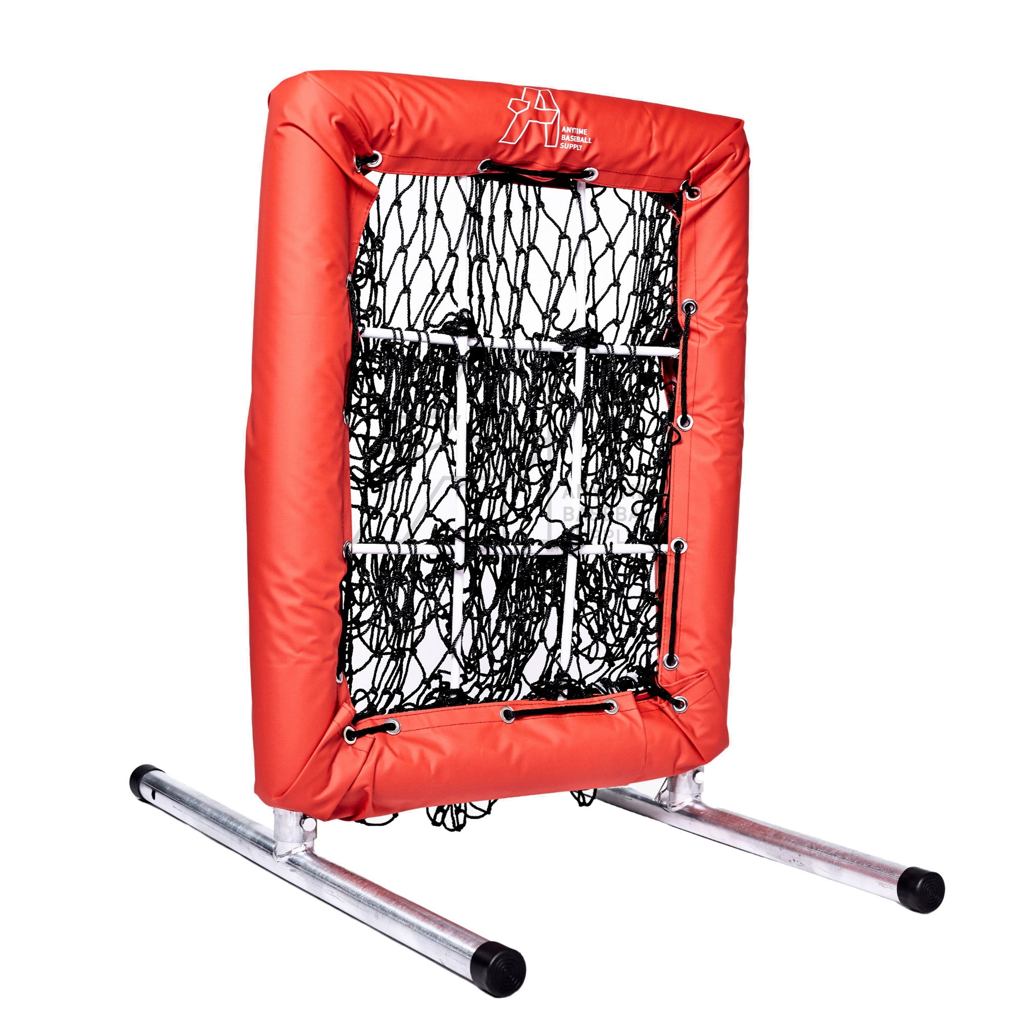 No Hitter Net 9 Square Pitching Net Red Angled View