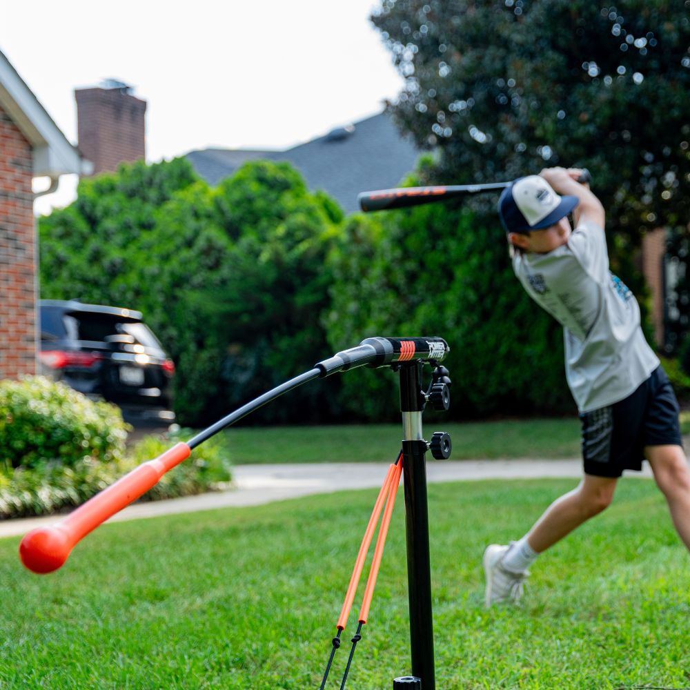 Power Hitter Baseball Swing Trainer Batting Tee In Action