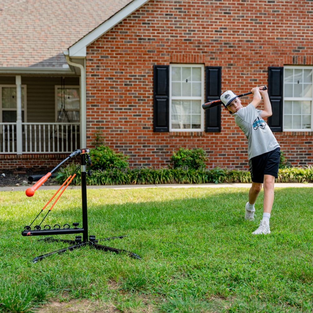 Power Hitter Baseball Swing Trainer Batting Tee In Action