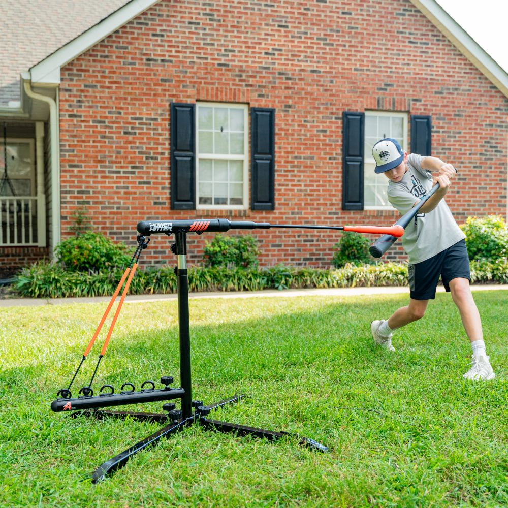 Power Hitter Baseball Swing Trainer Batting Tee With Player Used In Practice
