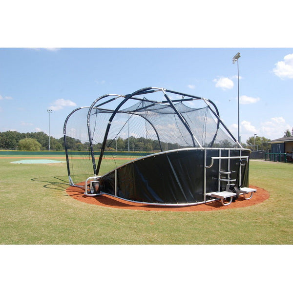 Professional Roll Away Portable Hitting Turtle for Baseball Rear Angled View