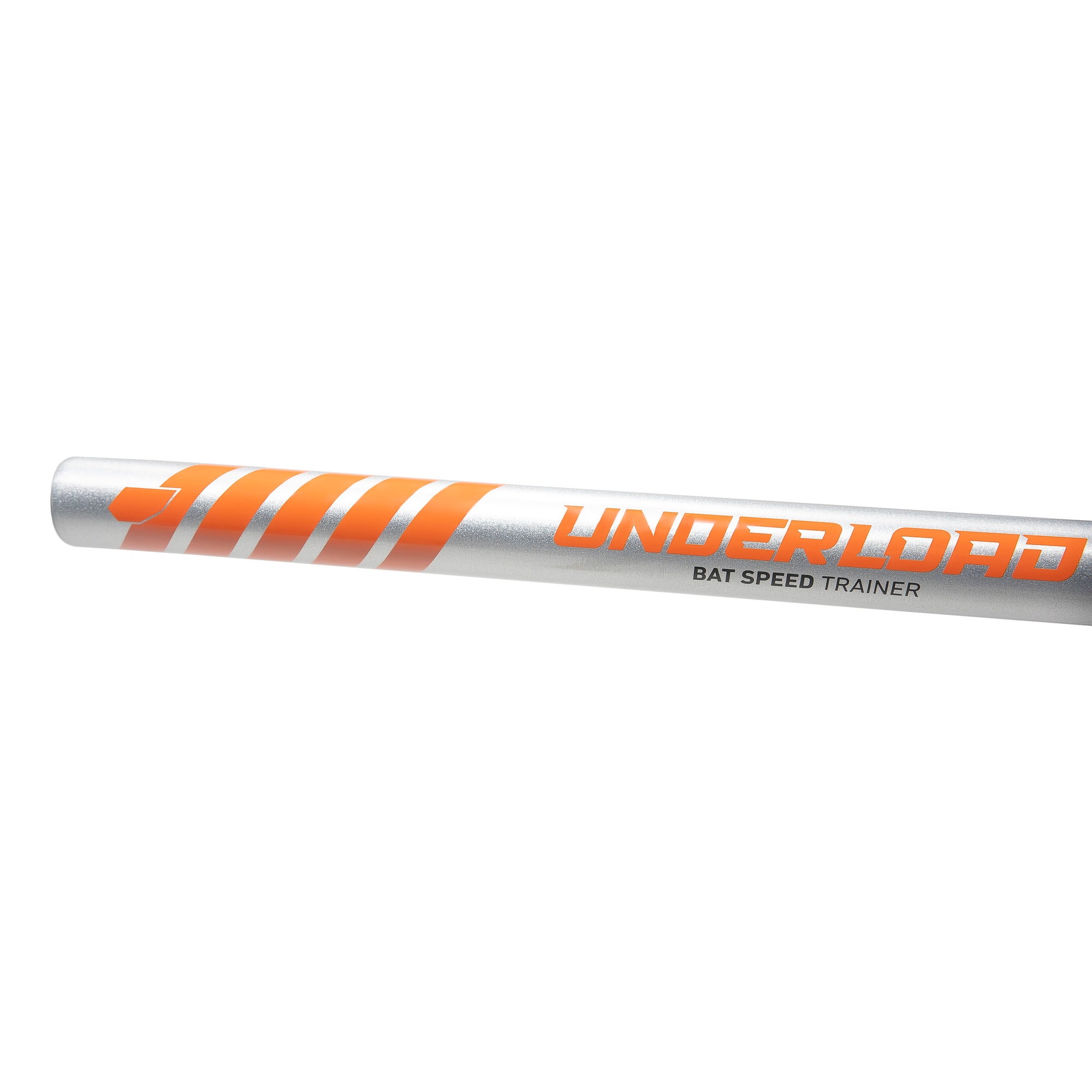 White and orange bat speed trainer with 'Underload' branding on a white background