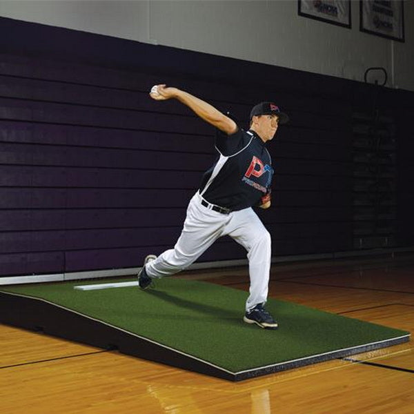 10" Collegiate Portable Indoor Pitching Mound Green With Player Throwing Ball