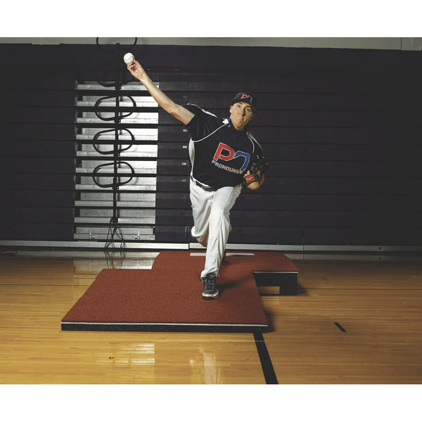 10" Two-Piece Indoor Baseball Pitching Mound Clay Front View With Player