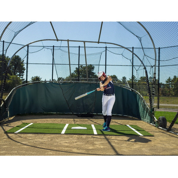 12' x 7' Softball Batting Mat Pro Green With Player Front View