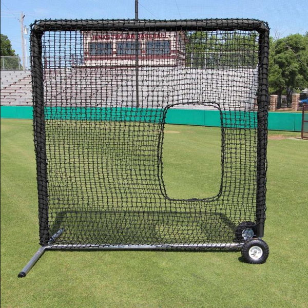 7' x 7' Premier Softball Pitching Screen with Wheels with Padding