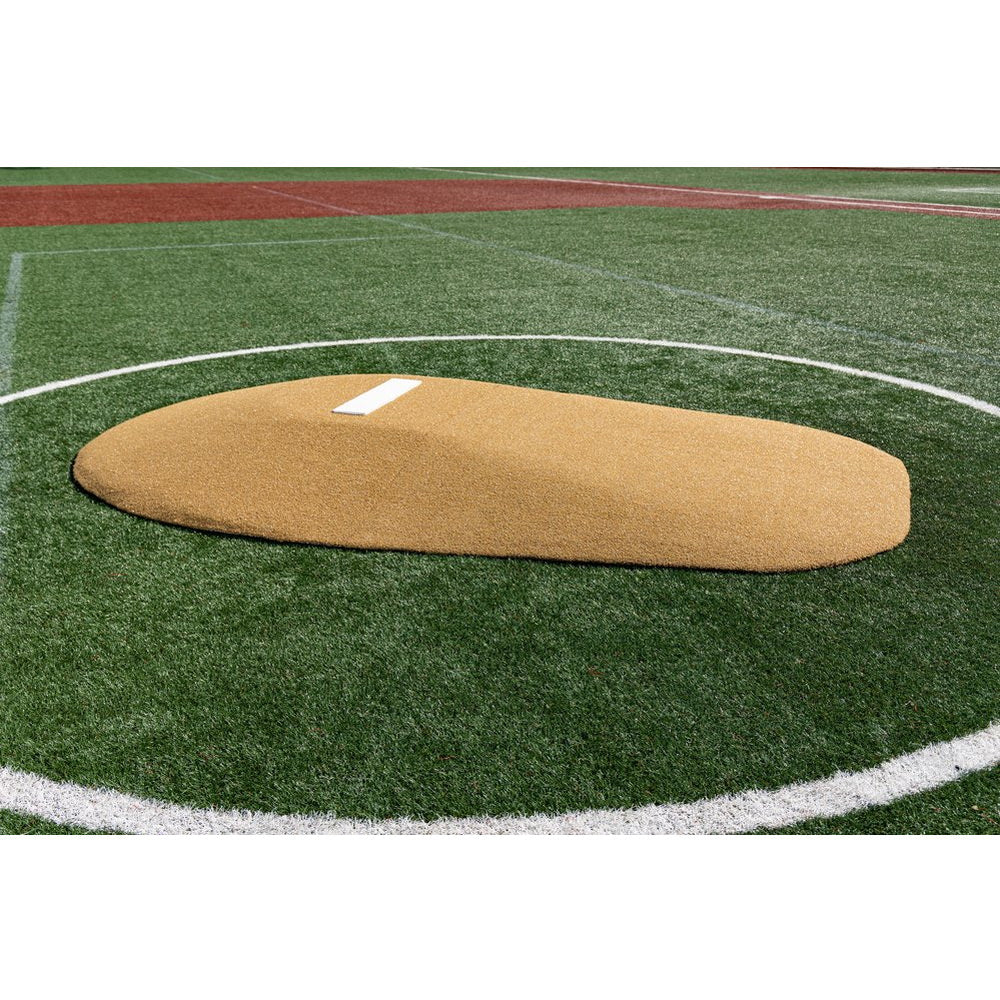 PortoLite 8" Two-Piece Portable Pitching Mound tan side view