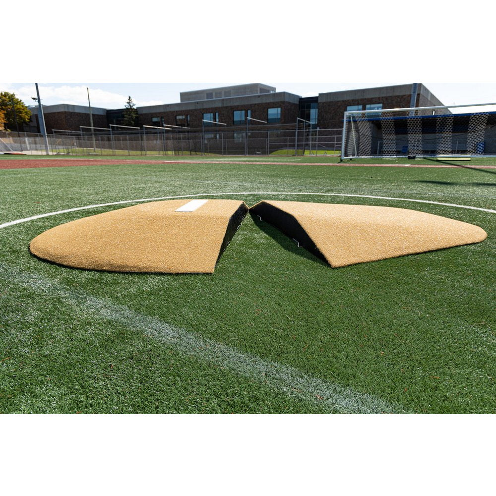 PortoLite 8" Two-Piece Portable Pitching Mound tan split view