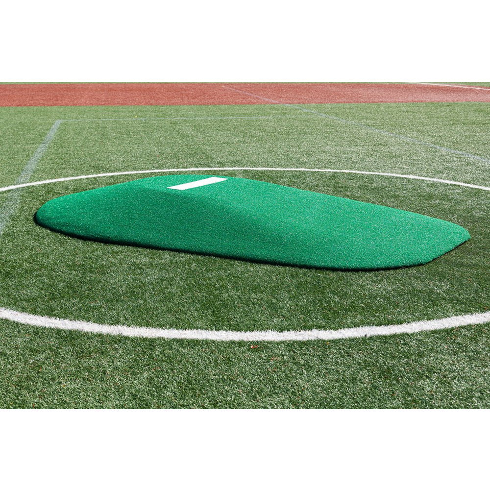 Portolite 10" Full Length Portable Pitching Mound for High School green side view on field