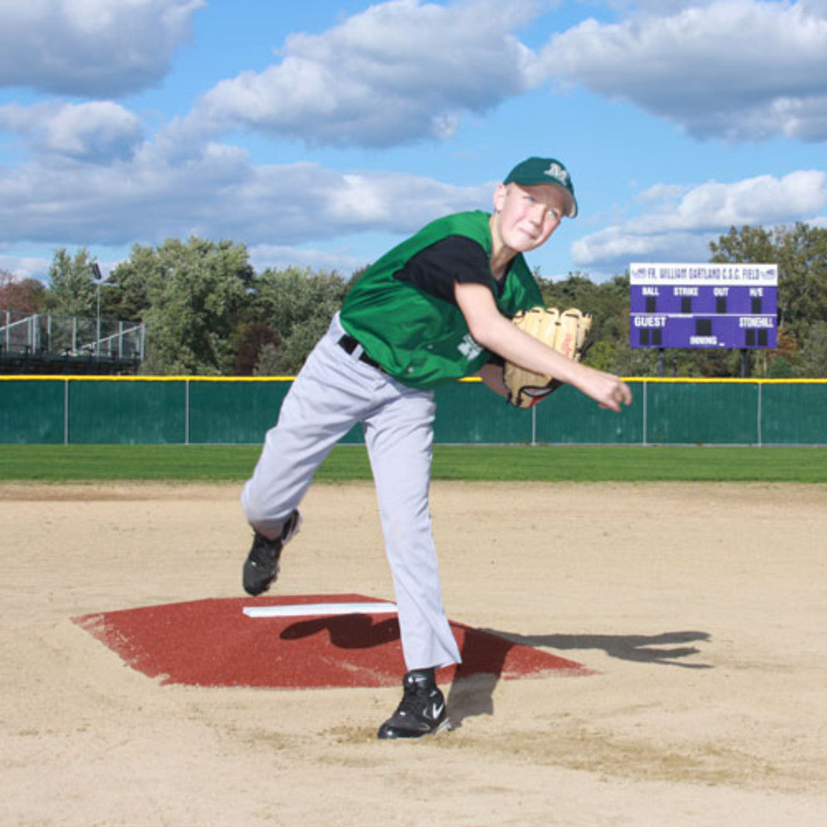 ProMounds 6" Bronco Youth League Game Pitching Mound clay color pitching front view