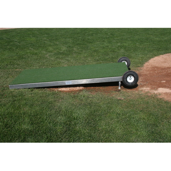 Collegiate Batting Practice Pitching Platform With Wheels Side View