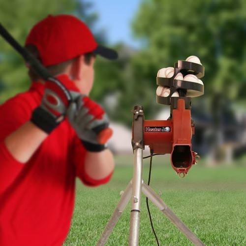 Heater Jr. Real Portable Pitching Machine For Baseball Field Practice with Player