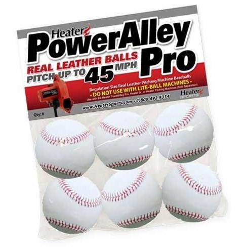 Heater Sports PowerAlley Pro Leather Pitching Machine Baseballs -6 Pack