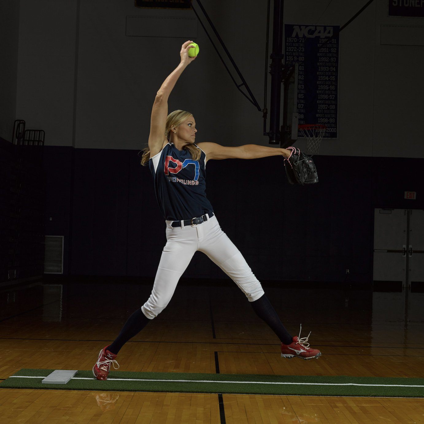 ProMounds Jennie Finch Softball Pitching Mat with Powerline Side View