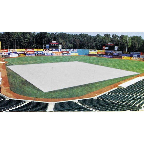15-mil-polyethylene-baseball-field-tarp-silver-white High Angle View