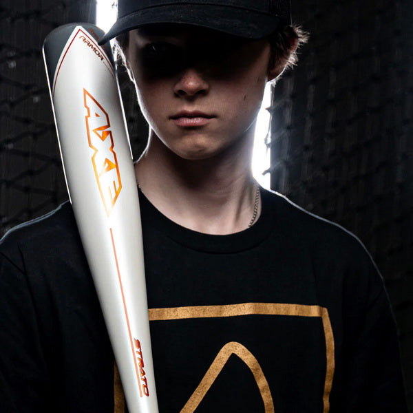 Axe Bat Strato (-10) Alloy Baseball Bat - 2023 player holding bat