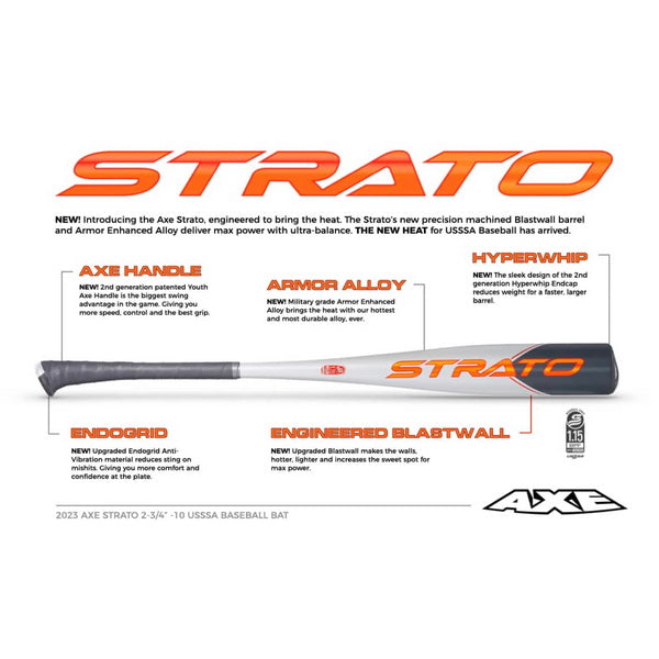 Axe Bat Strato (-10) Alloy Baseball Bat - 2023 specifications