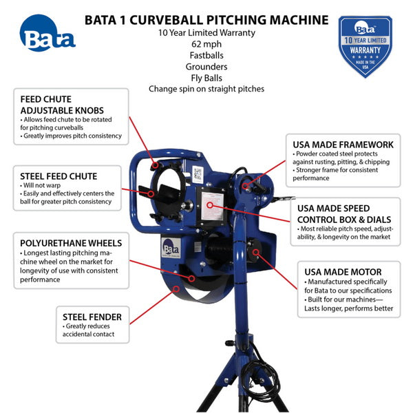 Bata B1-Curveball Pitching Machine For Baseball