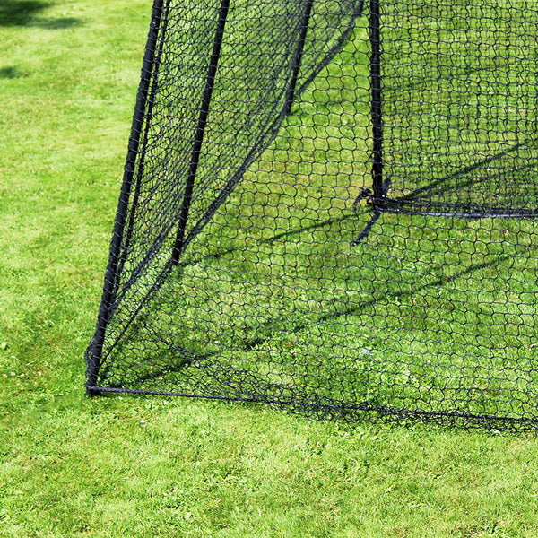 Freestanding Trapezoid Batting Cage for Baseball and Softball bottom corner view