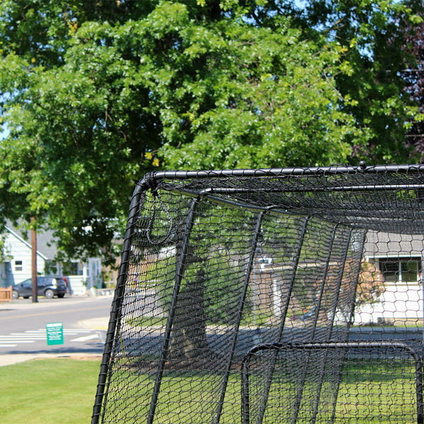 Freestanding Trapezoid Batting Cage for Baseball and Softball front top edge view
