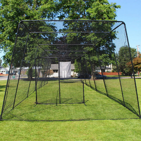 Freestanding Trapezoid Batting Cage for Baseball and Softball tunnel view with L-Screen