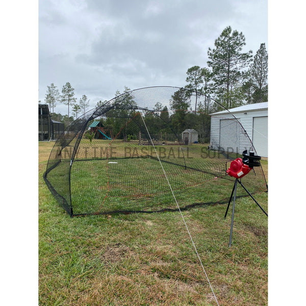 Heater Sports Power Alley 22 Ft. Backyard Batting Cage with pitching machine front view