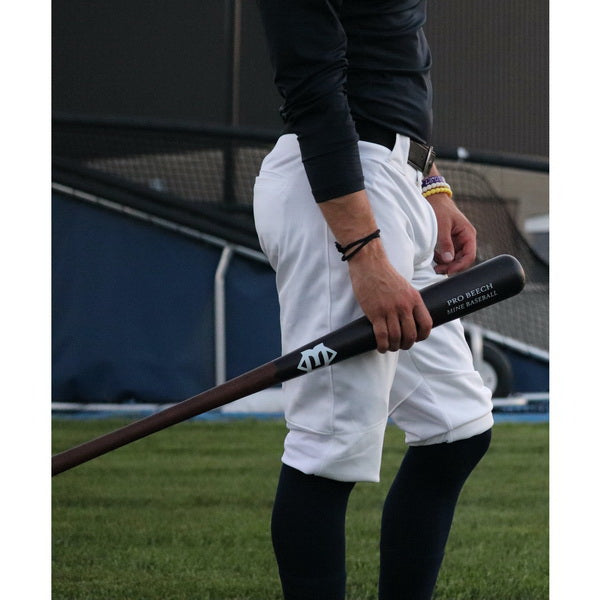 Mine Baseball Balanced End Loaded Baseball Bat player holding bat barrel