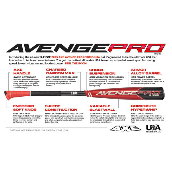Avenge Pro Hybrid USA (-10) Baseball Bat Detailed Information 