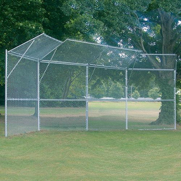Baseball Backstop Fence - 4 Panel Center Overhang with 2 Wing Overhangs
