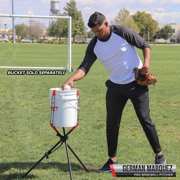 Bucket Ball Caddy for Baseball & Softball With Player