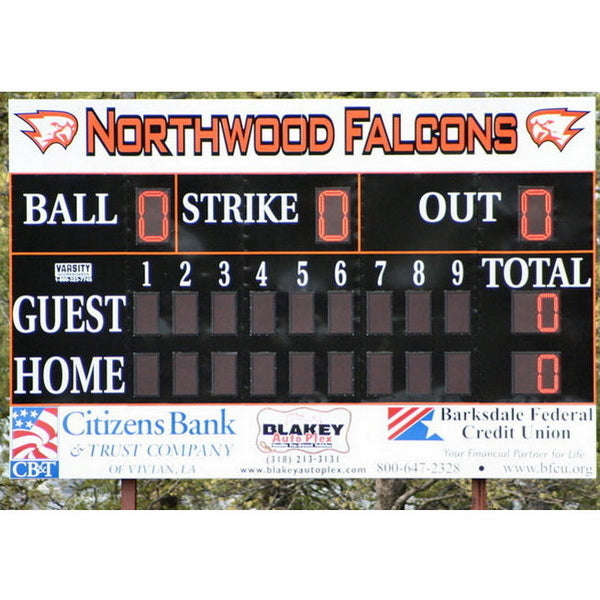 Electronic Scoreboard for Baseball & Softball with Pitch Count - 3320 Northwood Falcons