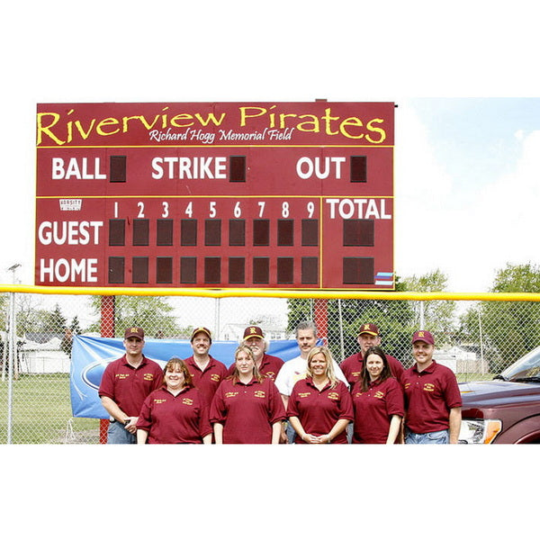 Electronic Scoreboard for Baseball & Softball with Pitch Count - 3320 Riverview Pirates