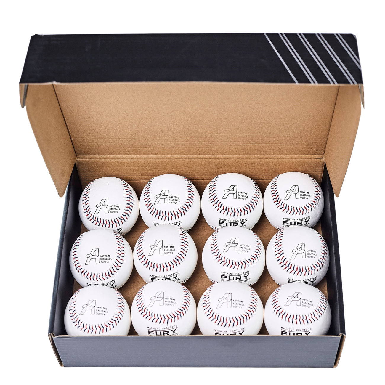 Fury Leather Pitching Machine Baseballs 1 Dozen