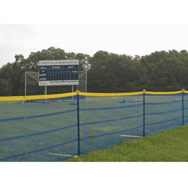 Grand Slam 4' Temporary Baseball Field Fencing (10' Spacing) Blue