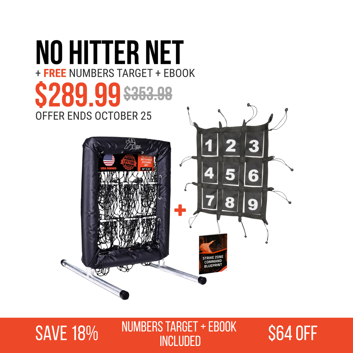 No Hitter Net® - Pitching Net Target with Strike Zone for Baseball and Softball