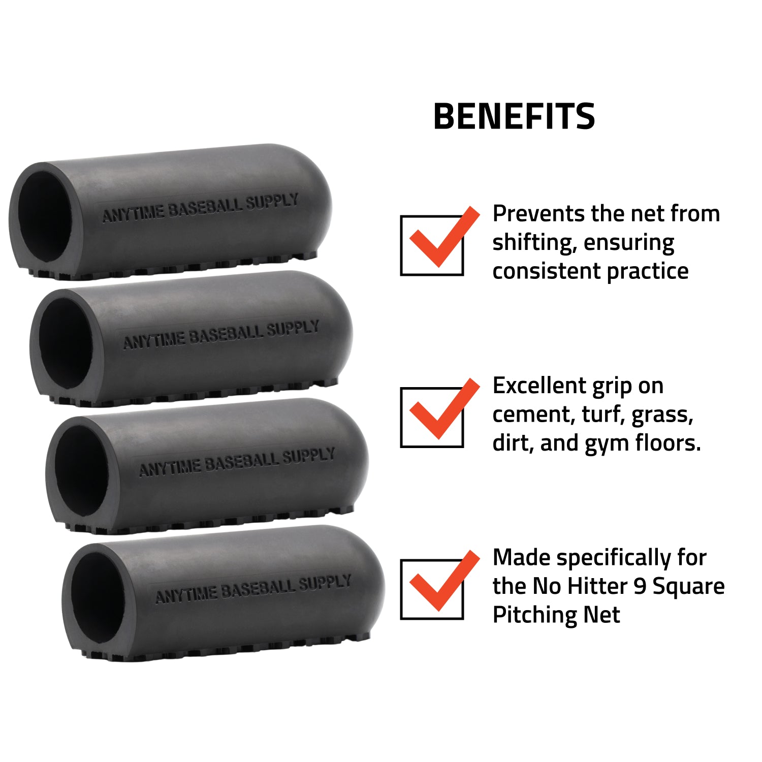 Non-Slip Feet for 9 Square Pitching Nets Group Of Four Benefits 