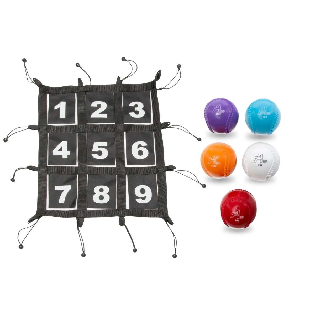 Pitcher's Pair - 9 Target Numbers Pitching Target + Weighted Plyo Balls (set of 5) Bundle