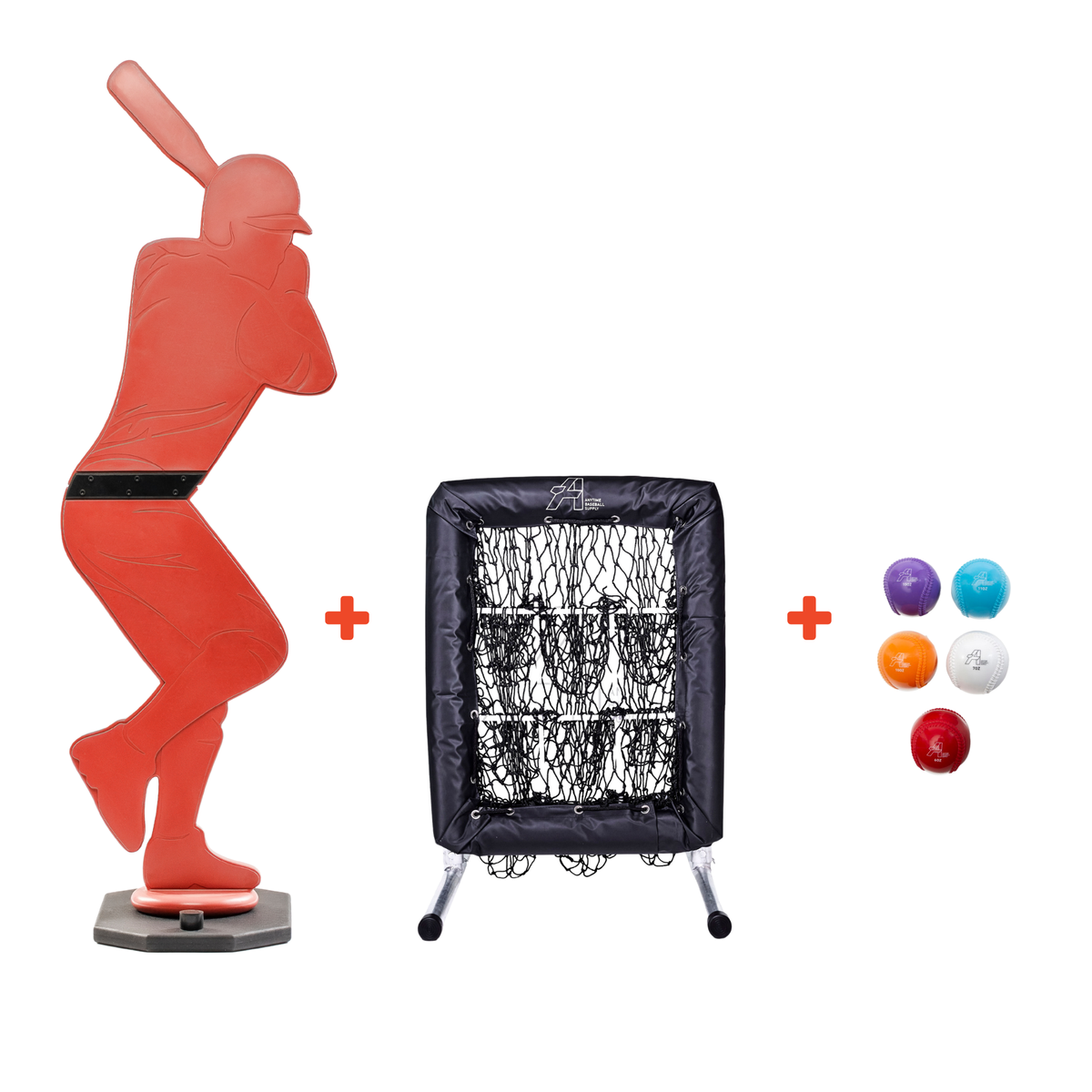 Bullpen Bundle: No Hitter Net 9 Target + Pitching Dummy Combo with Free Weighted Plyo Baseballs