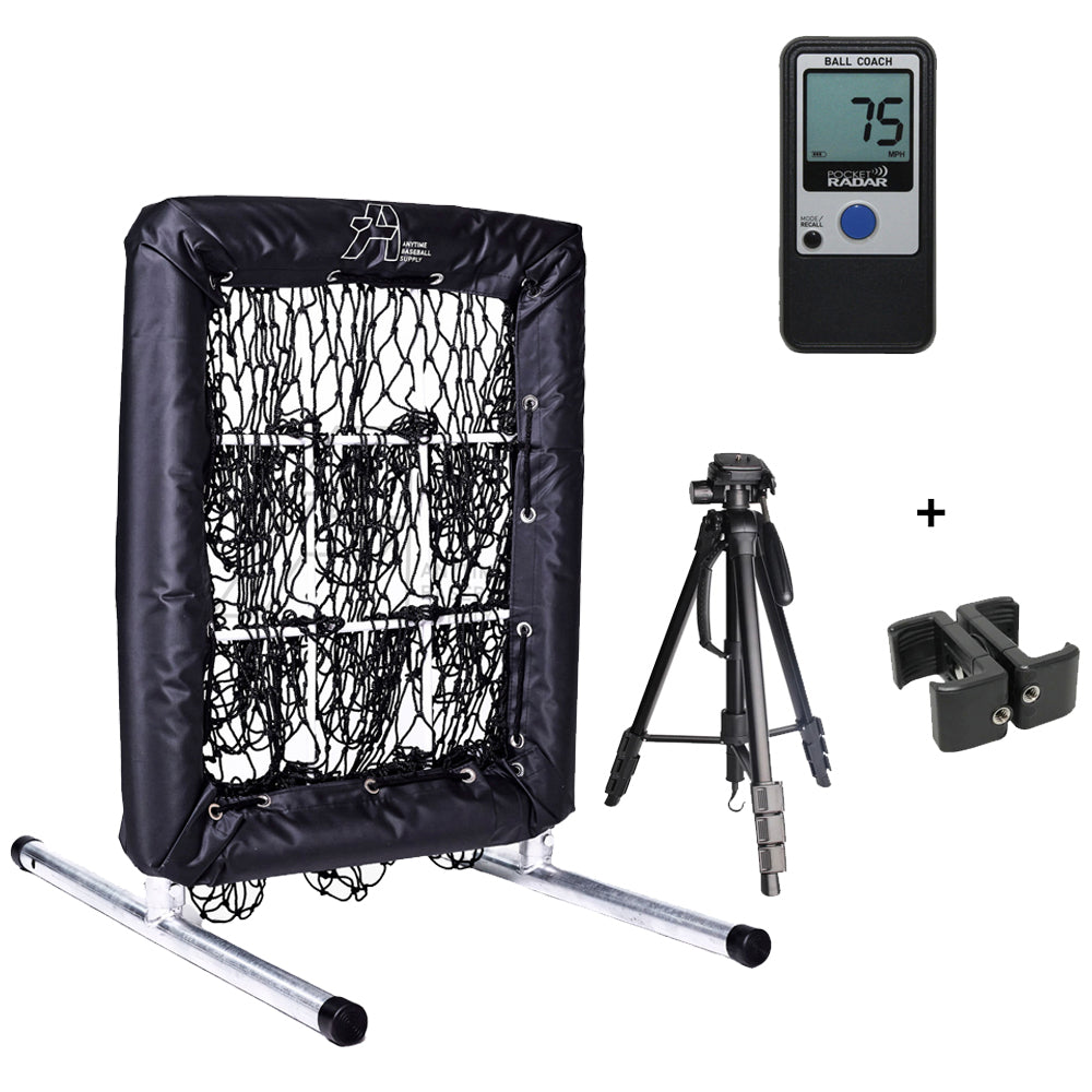 Pitcher's Velocity & Command System - 9 Square Pitching Net + Radar