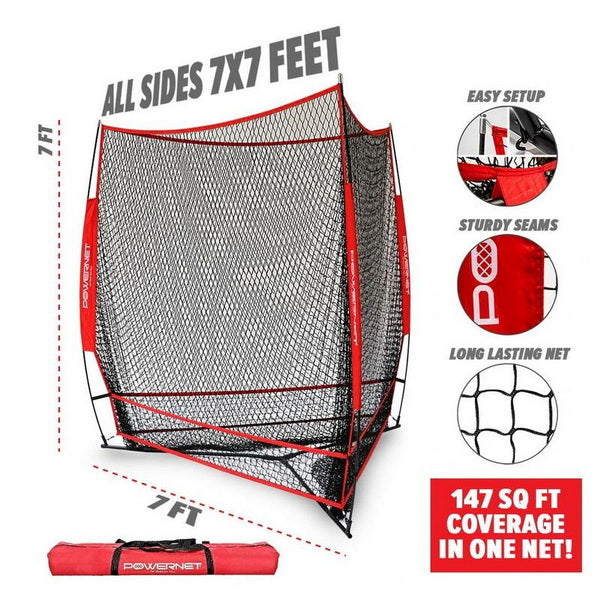 PowerNet 3 Way Training Net For Baseball & Softball - 7' x 7' Specifications