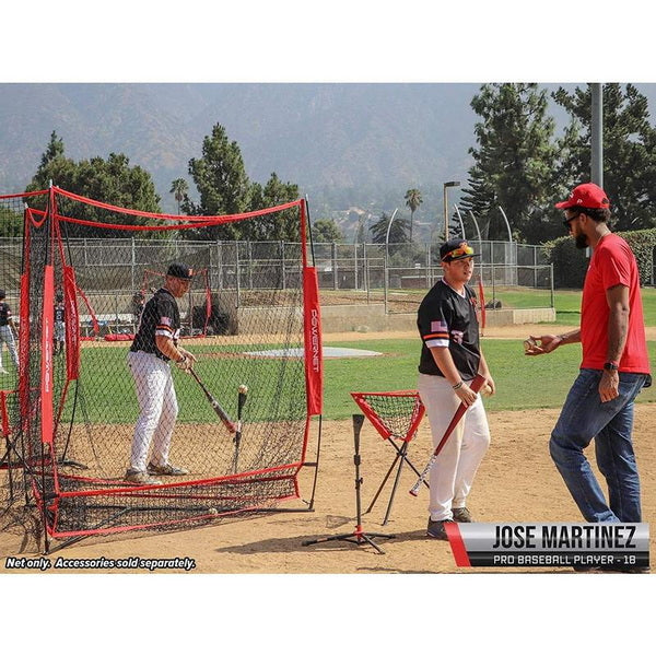 PowerNet 3 Way Training Net For Baseball & Softball - 7' x 7' With Players