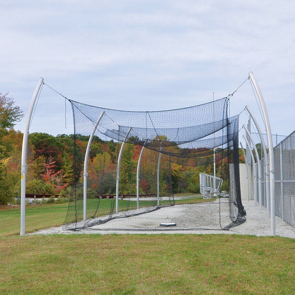Power Play Pro Batting Cage Frame - 55' - 70' Single With Net Front View