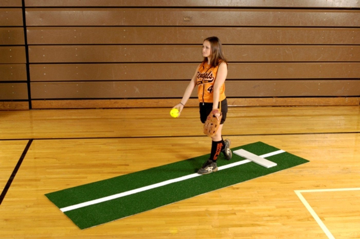 Softball Pitching Mat with Stride Line - 3' x 10'