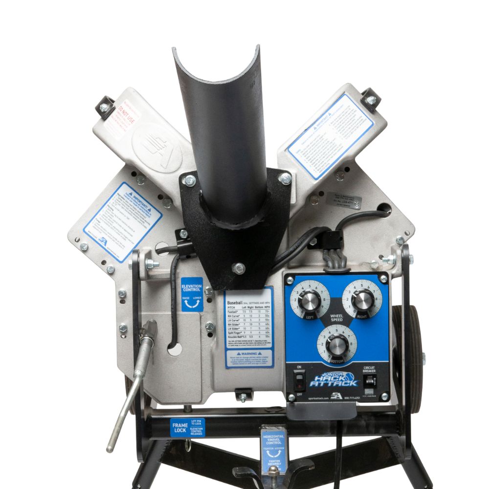 Perfect Timing™ Extended Pitching Machine Chutes for Junior Hack Attack Pitching Machines Front View 